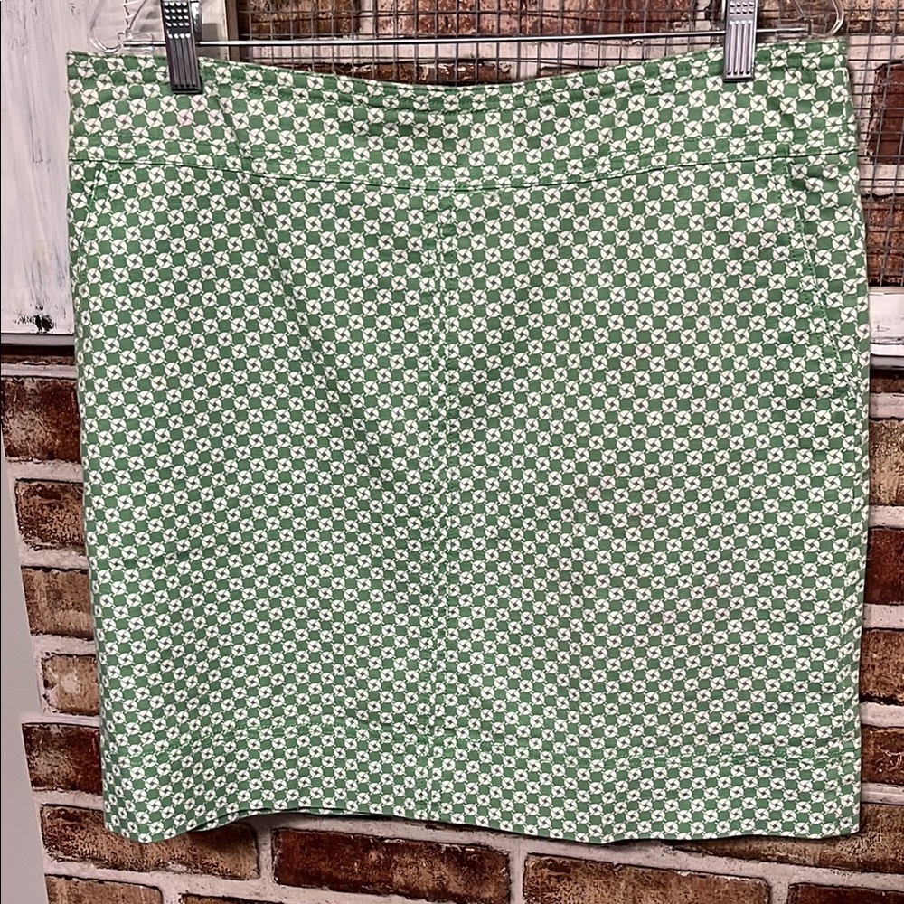 Talbots Green and White Patterned Pencil Skirt